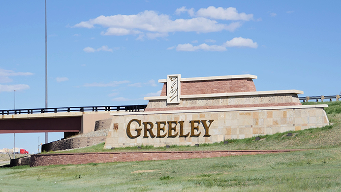 Greeley entrance sign on highway